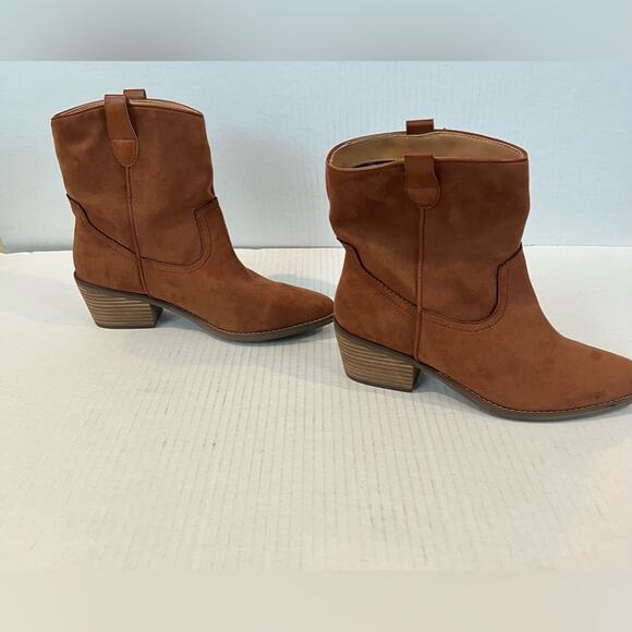 Code West Woke Women’s Whiskey Brown Vegan Suede Western Mid Calf Boots Size 9.5 - Picture 3 of 8